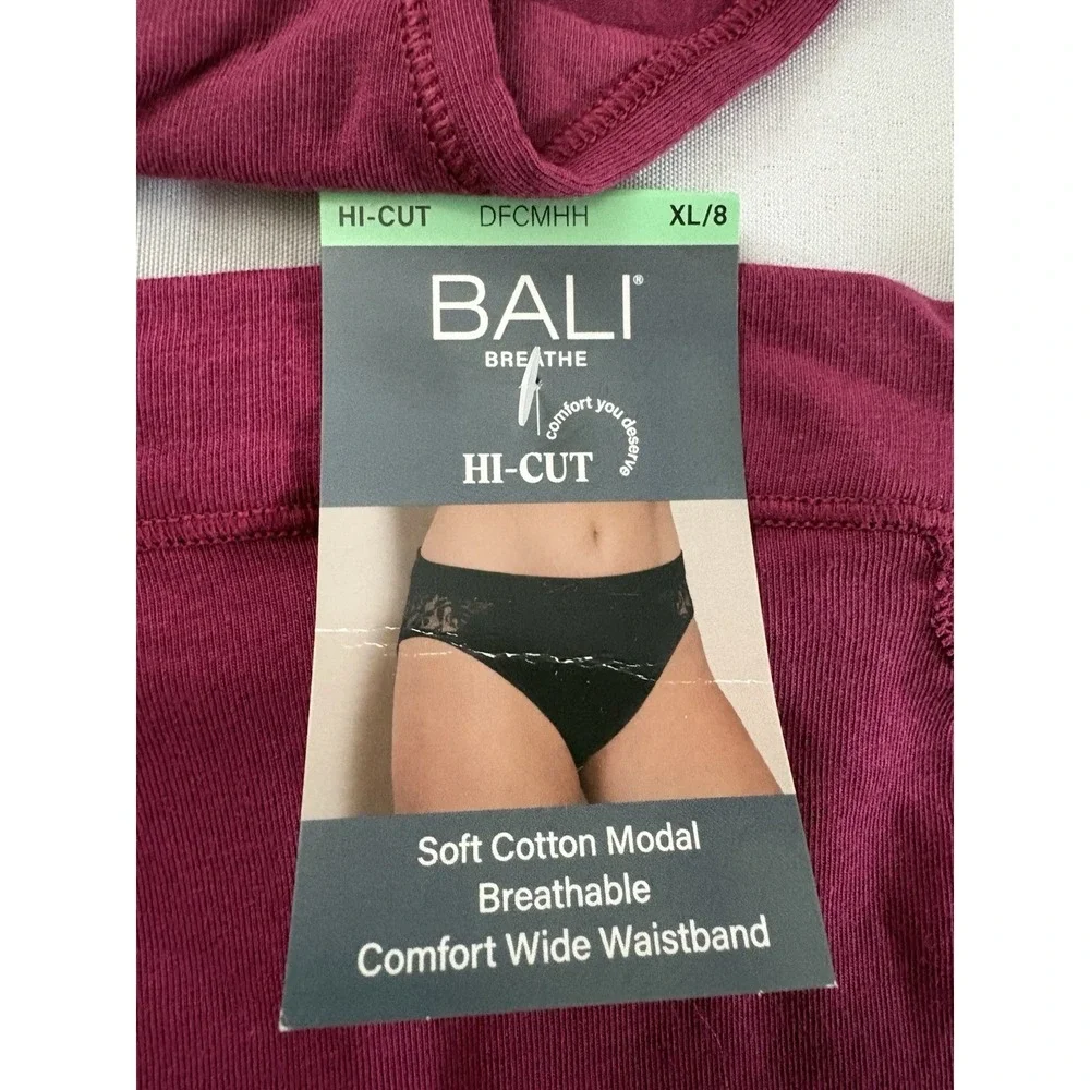 NEW Bali Women's Breathe Lace High-Cut Underwear DFCMHH 3 Pair Women's XLarge 8